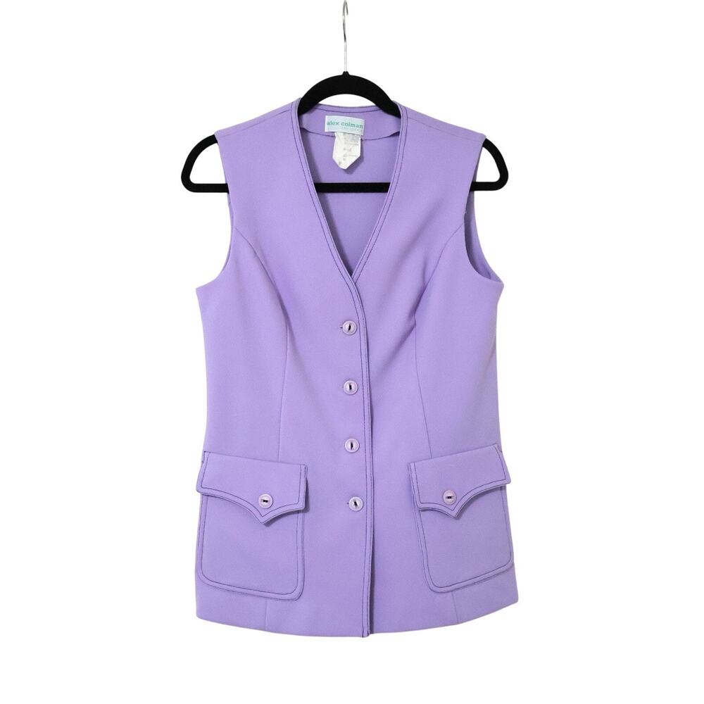 True Vintage Alex Colman Lavender Sleeveless Vest 6 Boho 70s Office Easter